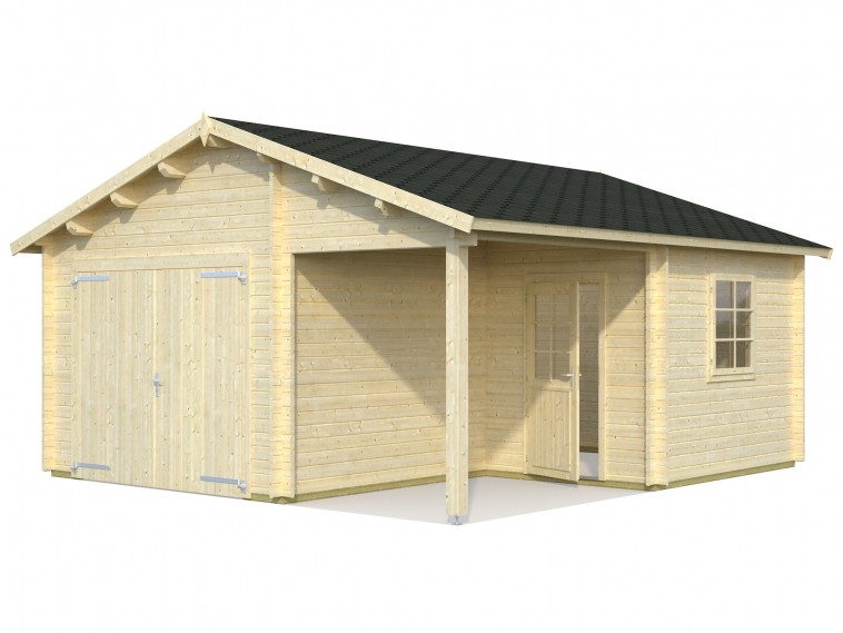 Garaje Roger 21,9+5,2 m² con puerta cochera de madera