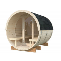 Sauna de madera Anita 1,3+0,7 m² cristal
